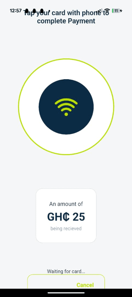 Tap to pay — NFC card payment being received on phone